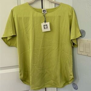 Anne Klein Lime Green Short Sleeve Knit Top